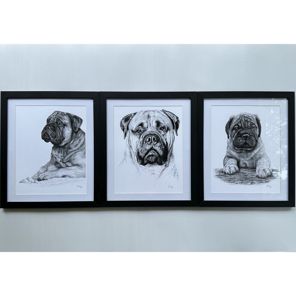 Vintage Bullmastiff Puppy Hand Signed Print Framed Roger Pidney Davidson Art - Picture 9 of 10